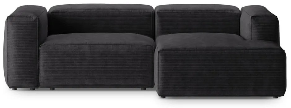 Divano angolare grigio scuro (con penisola a destra/con chaise lounge) con rivestimento in velluto a coste Bergamo – Cosmopolitan Design