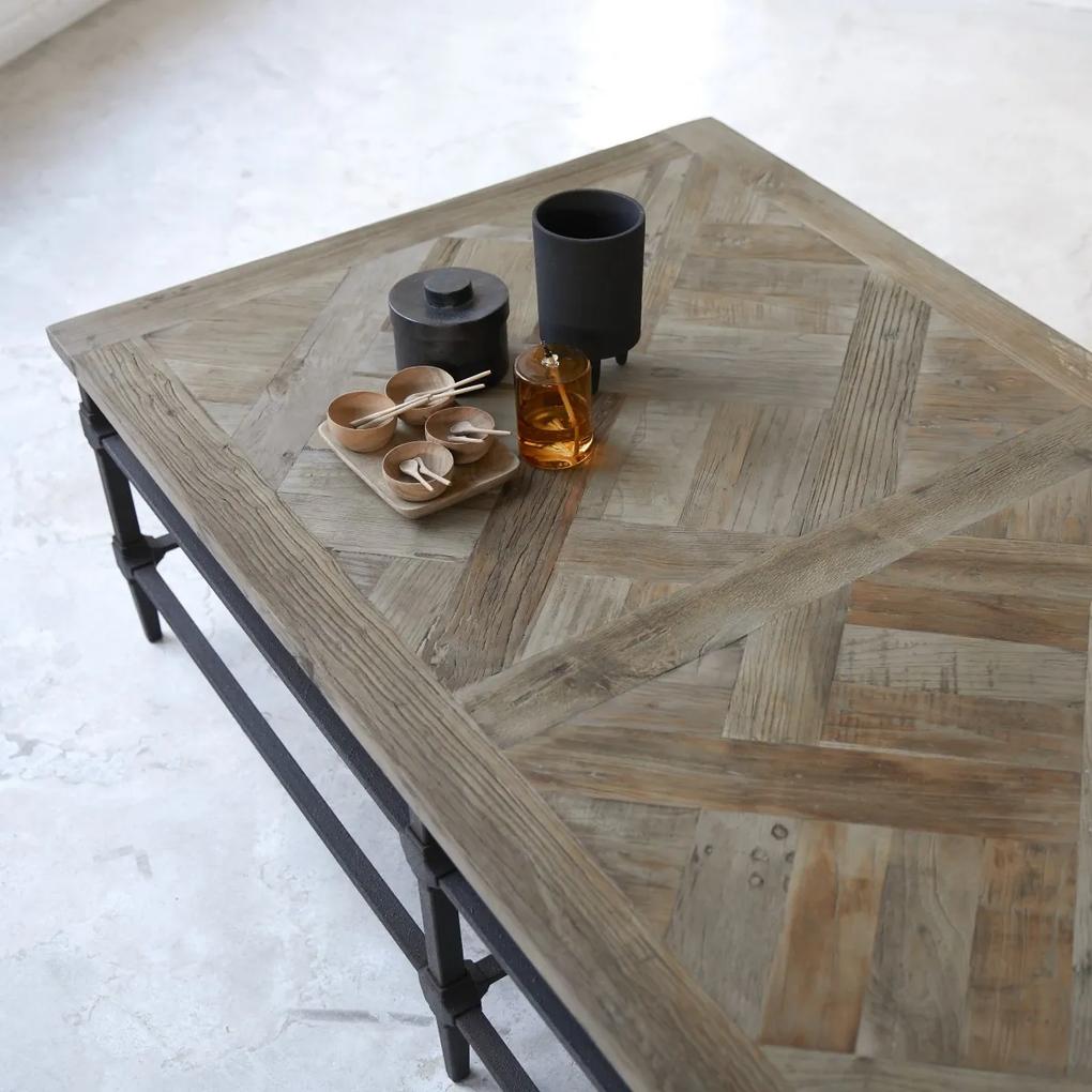 Tikamoon - tavolino legno massello olmo metallo 160x90cm soggiorno divano salotto design