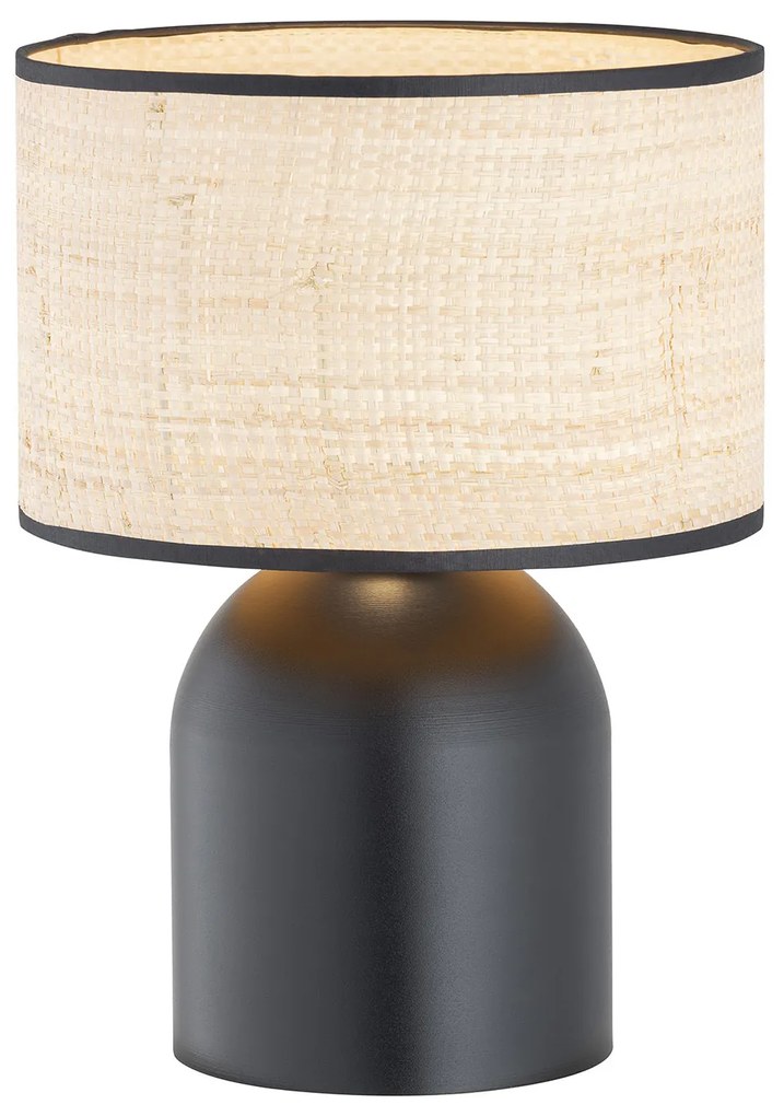 Lampada Da Tavolo Nordica Enlil 1 Luce In Acciaio E Rattan