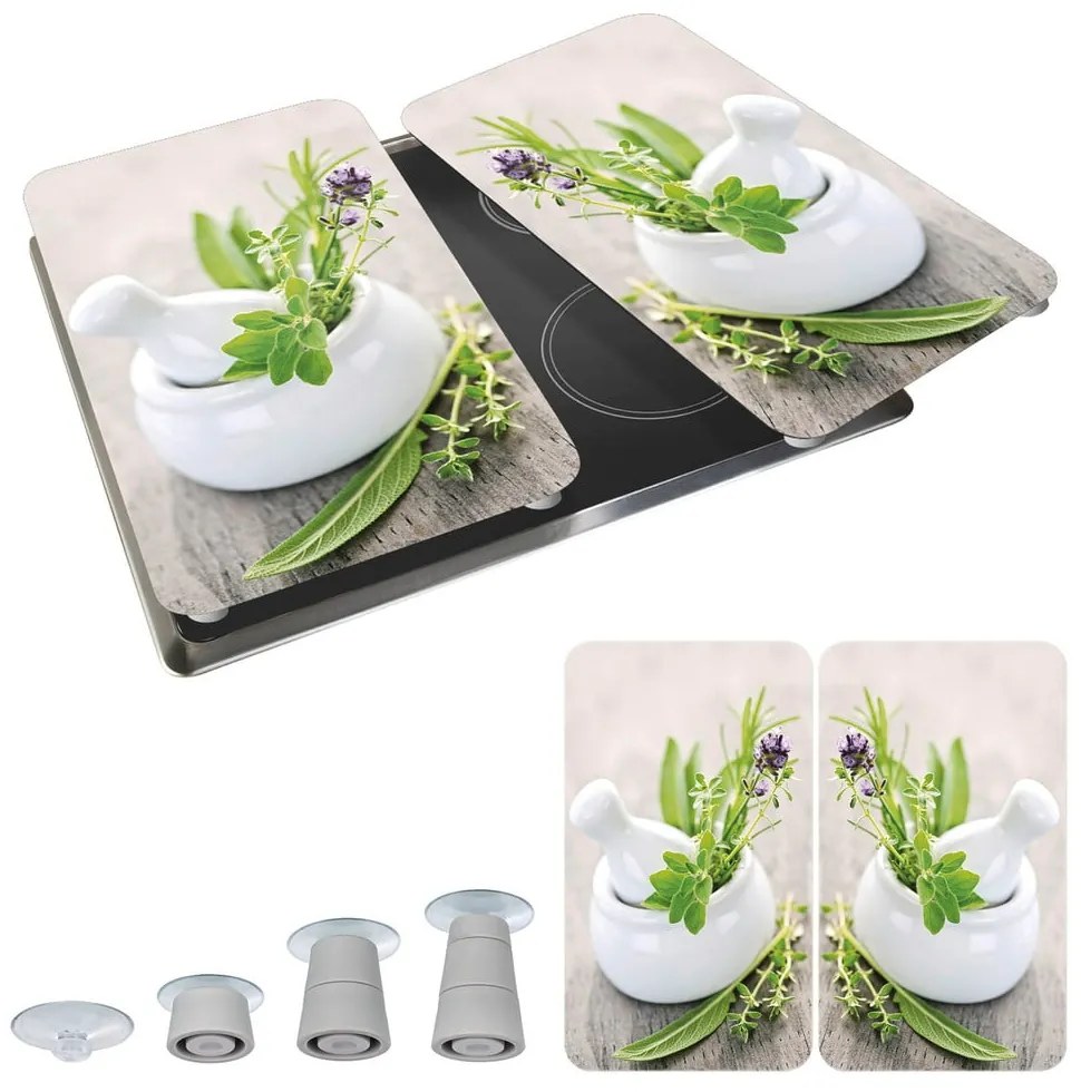 Set di 2 copri stufe in vetro Herbal, 52 x 30 cm Herb Garden - Wenko