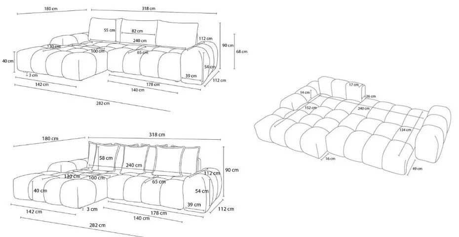 Divano angolare burgundy allungabile e con contenitore (penisola a destra/chaise lounge) con rivestimento in ciniglia Everest – Bobochic Paris
