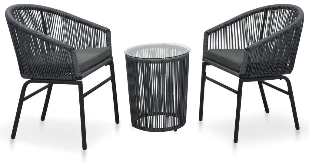 Set Da Bistrot 3 Pz Con Cuscini İn Polyrattan Grigio /