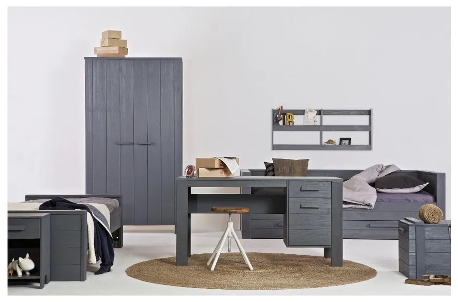 Letto singolo grigio con rete 90x200 cm Dennis - WOOOD