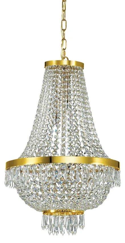 Lampadario Classico Caesar Metallo-Cristallo Oro 9 Luci G9 3W 3000K Luce Calda