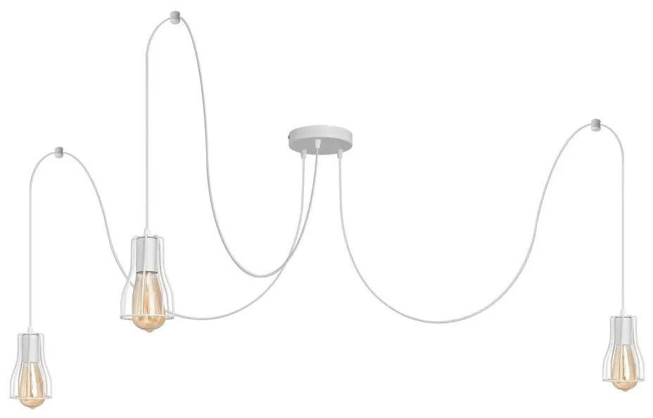 Lampadario a sospensione con filo TUBE 3xE27/15W/230V ragno bianco
