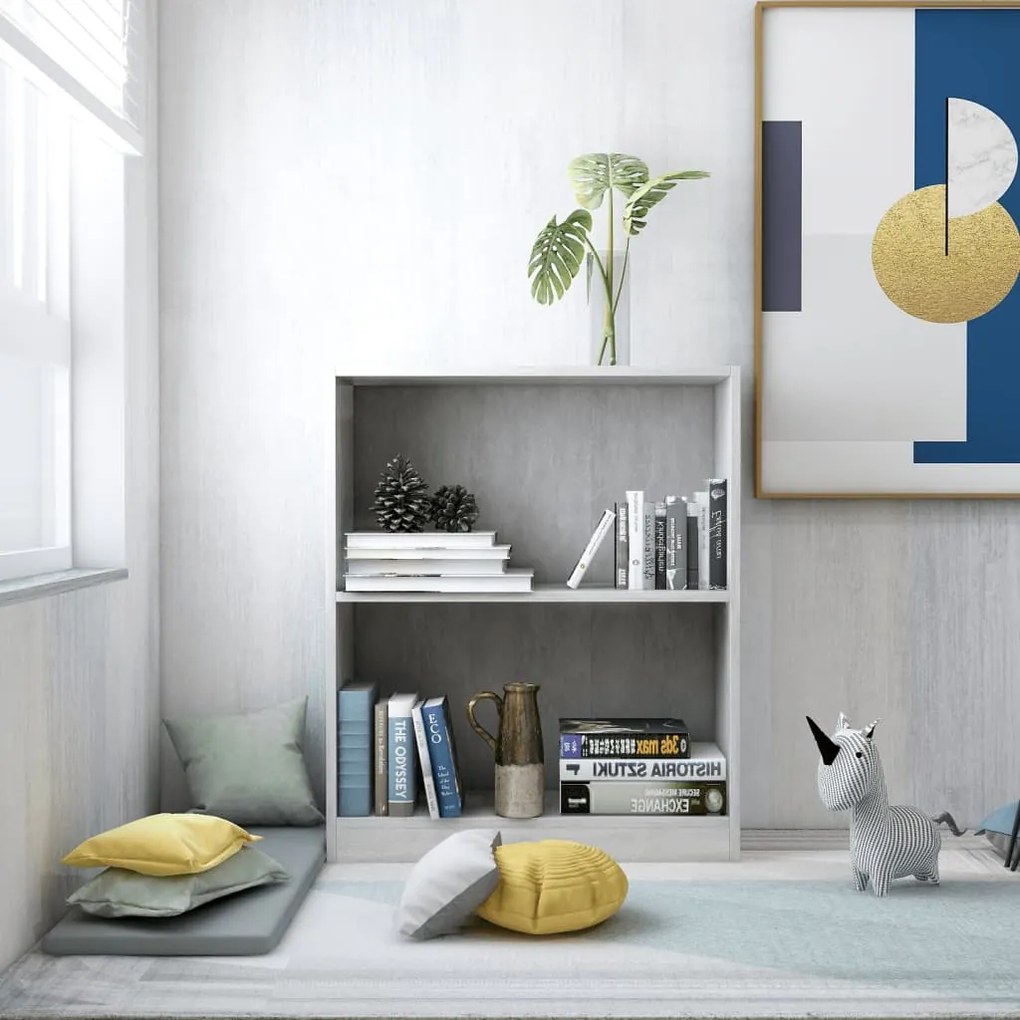 Libreria Grigio Cemento 60x24x76 Cm İn Legno Multistrato /