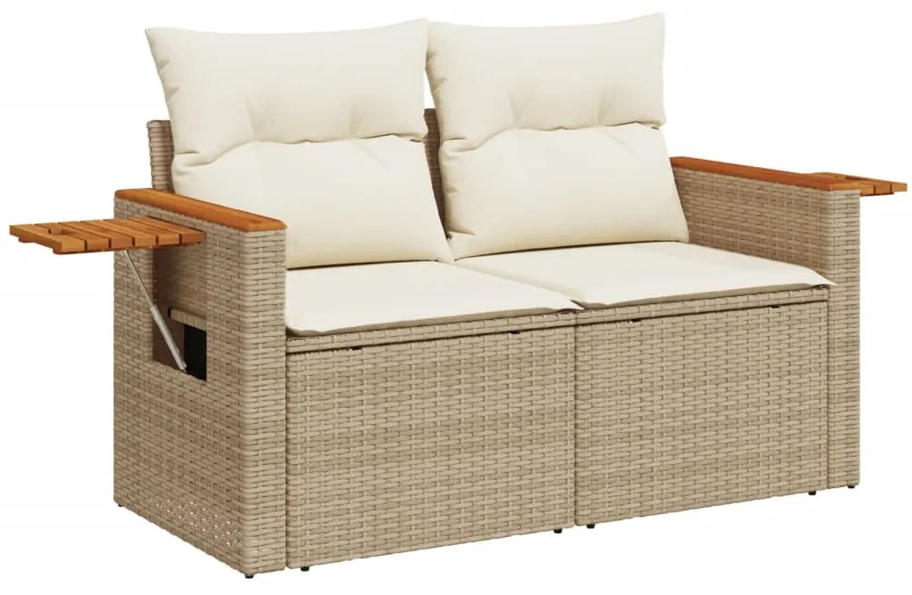 Set Divano da Giardino 8 pz con Cuscini Beige in Polyrattan