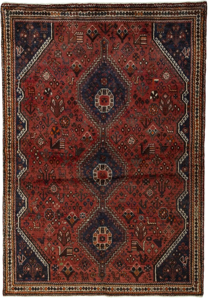 Shiraz Tappeto persiano 200 x 140 Rosso (Iran) Annodato A Mano