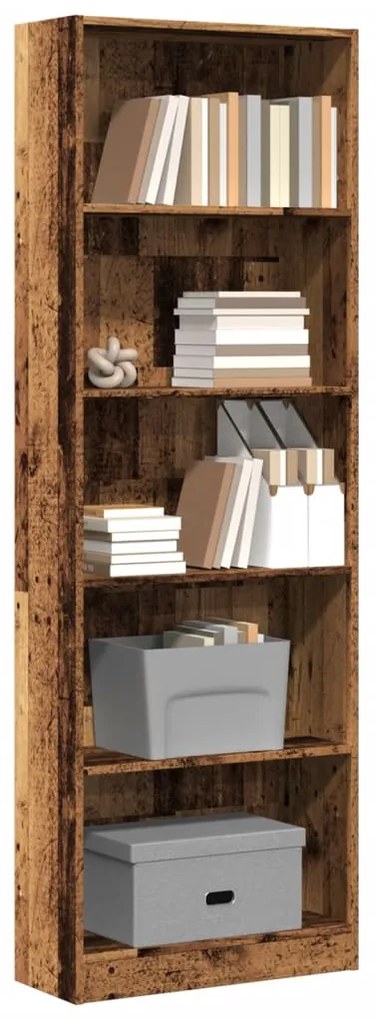 Libreria legno antico 60x24x176 cm in legno multistrato