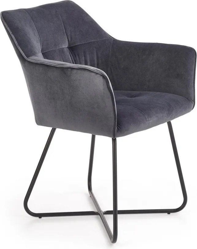 Sedia K377 grigio velluto