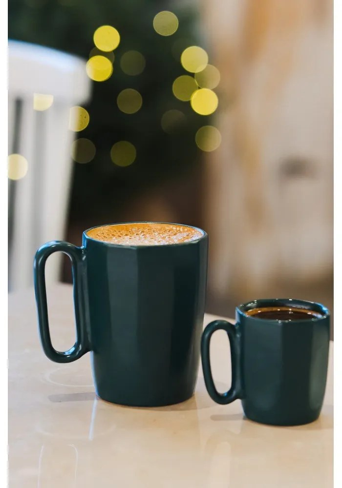 Tazze in set per espresso in verde scuro in gres 2 pz 80 ml Fuori – Vialli Design