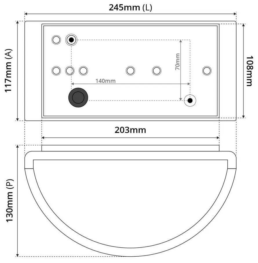 Applique Moon Design E27 Curva per Esterni IP65 - Nera Base E27