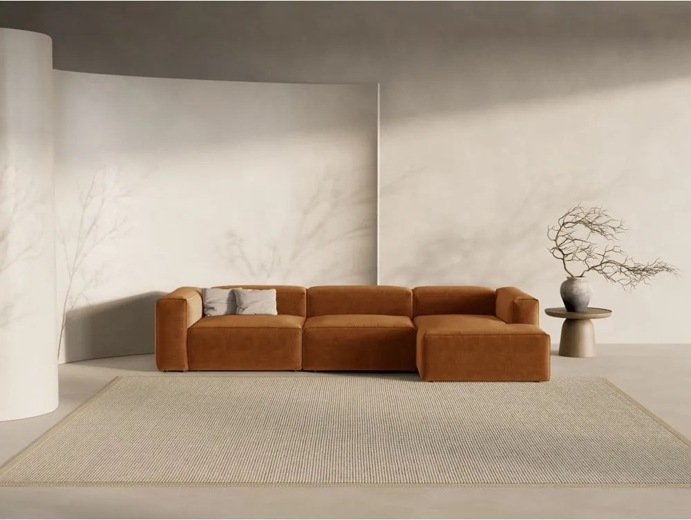 Divano angolare color mattone (con penisola a destra/con chaise lounge) Bergamo – Cosmopolitan Design