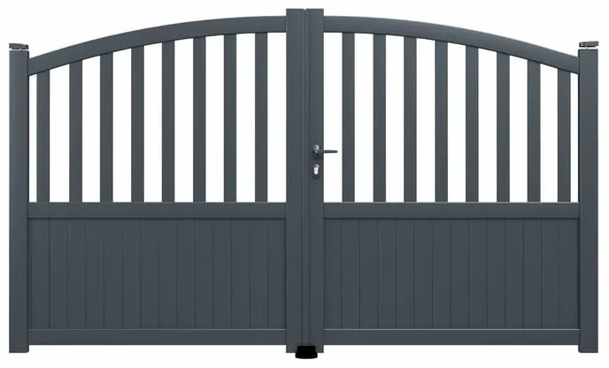 Cancello manuale a braccio articolato e a martinetto GARDENGATE Florenca battente  in alluminio, apertura a destra, L 350 x H 119.6 cm, di colore grigio antracite