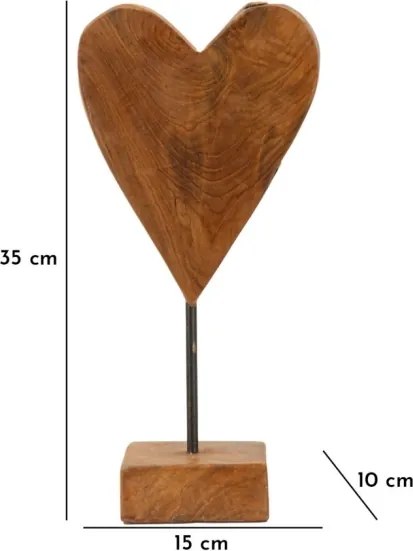 Scultura Cuore In Teak Ric. Cm 15X10X35 (Pezzi Unici - Non Rip. In Serie)