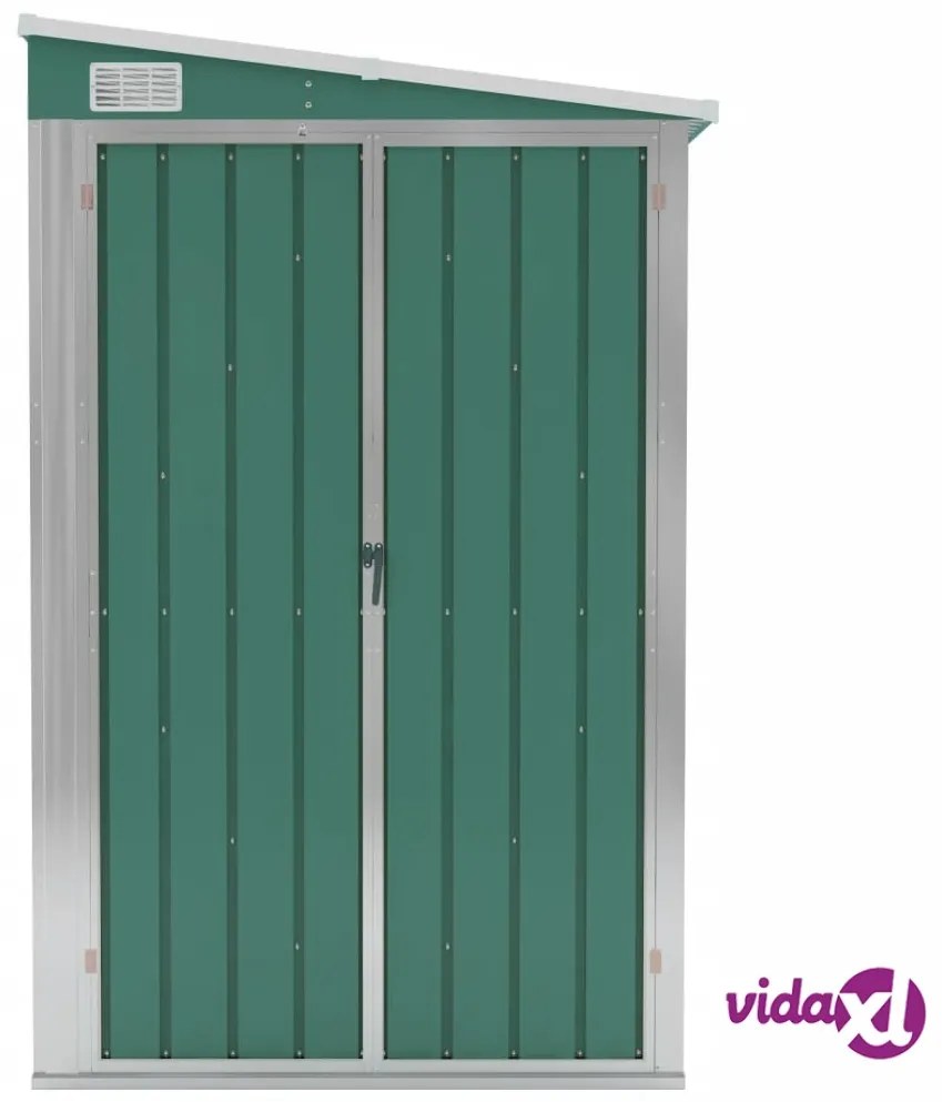 vidaXL Capanno Giardino a Parete Verde 118x382x178 cm Acciaio Zincato