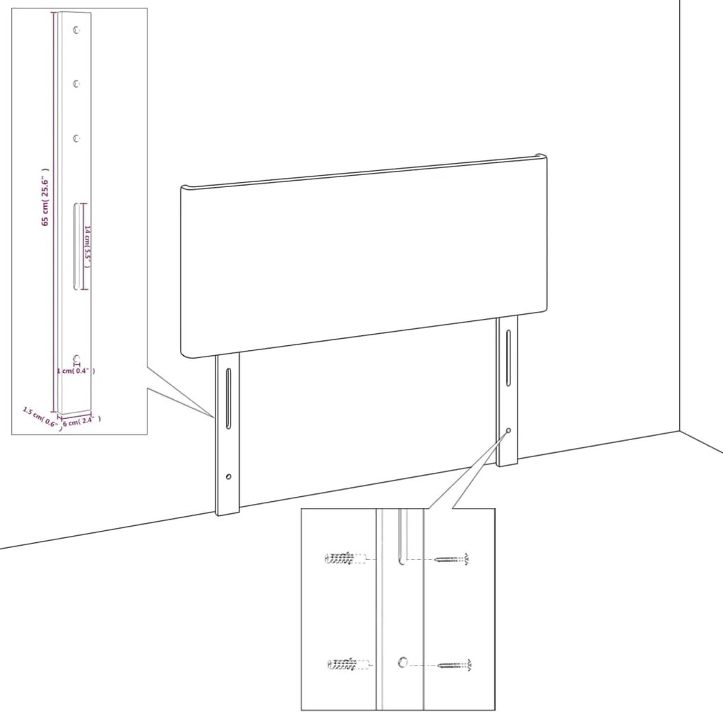 Testiera 2 pz grigio scuro 80x5x78/88 cm in velluto