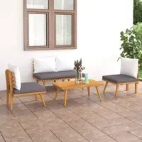 Set Divani da Giardino 4 pz con Cuscini in Massello di Acacia 46676