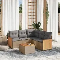 Set Divano da Giardino 6 pz con Cuscini Beige in Polyrattan 3260050