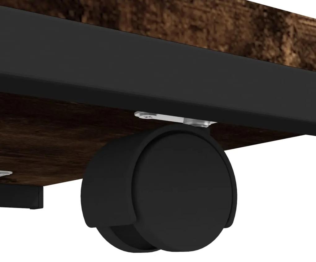 Tavolino con Ruote Rovere Fumo 50x35x55,5 cm Legno Multistrato