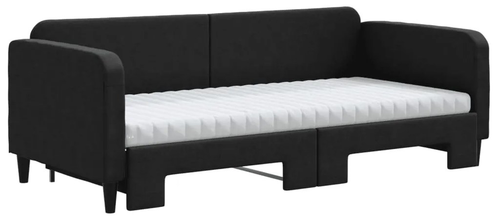 Divano letto estraibile con materassi nero 90x200 cm in tessuto