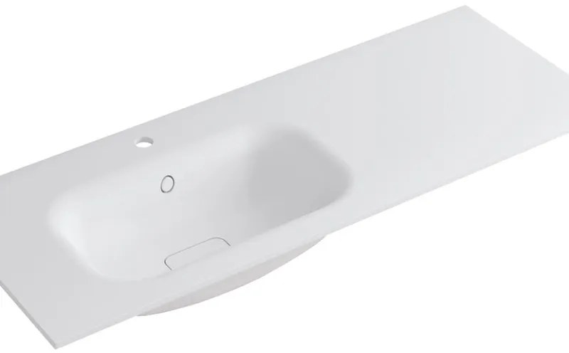 Lavabo a incasso rettangolare vasca a sinistra L 120.5 x H 15 x P 46 cm in resina bianco lucido