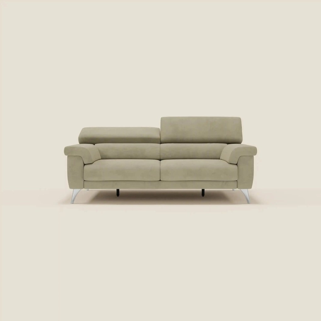 Raffaello divano con sedute allungabili e poggiatesta reclinabili in microfibra smacchiabile T11 beige