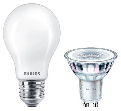 Philips - Lampadine 1xLED 4,6W (50W/355lm) GU10 + 1xLED 8,5W Glas (1055lm) E27