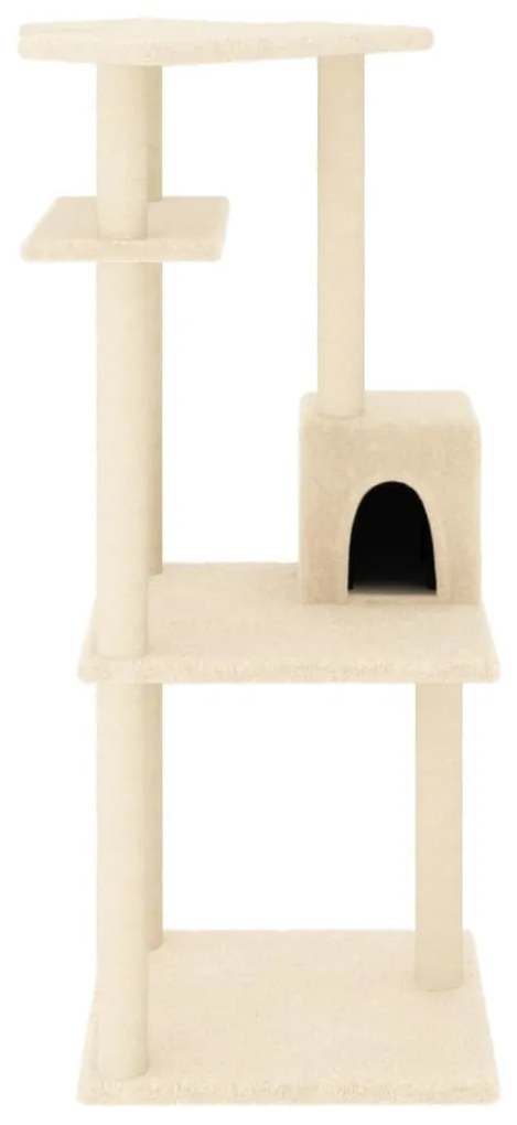 Albero per gatti con tiragraffi in sisal crema 123 cm