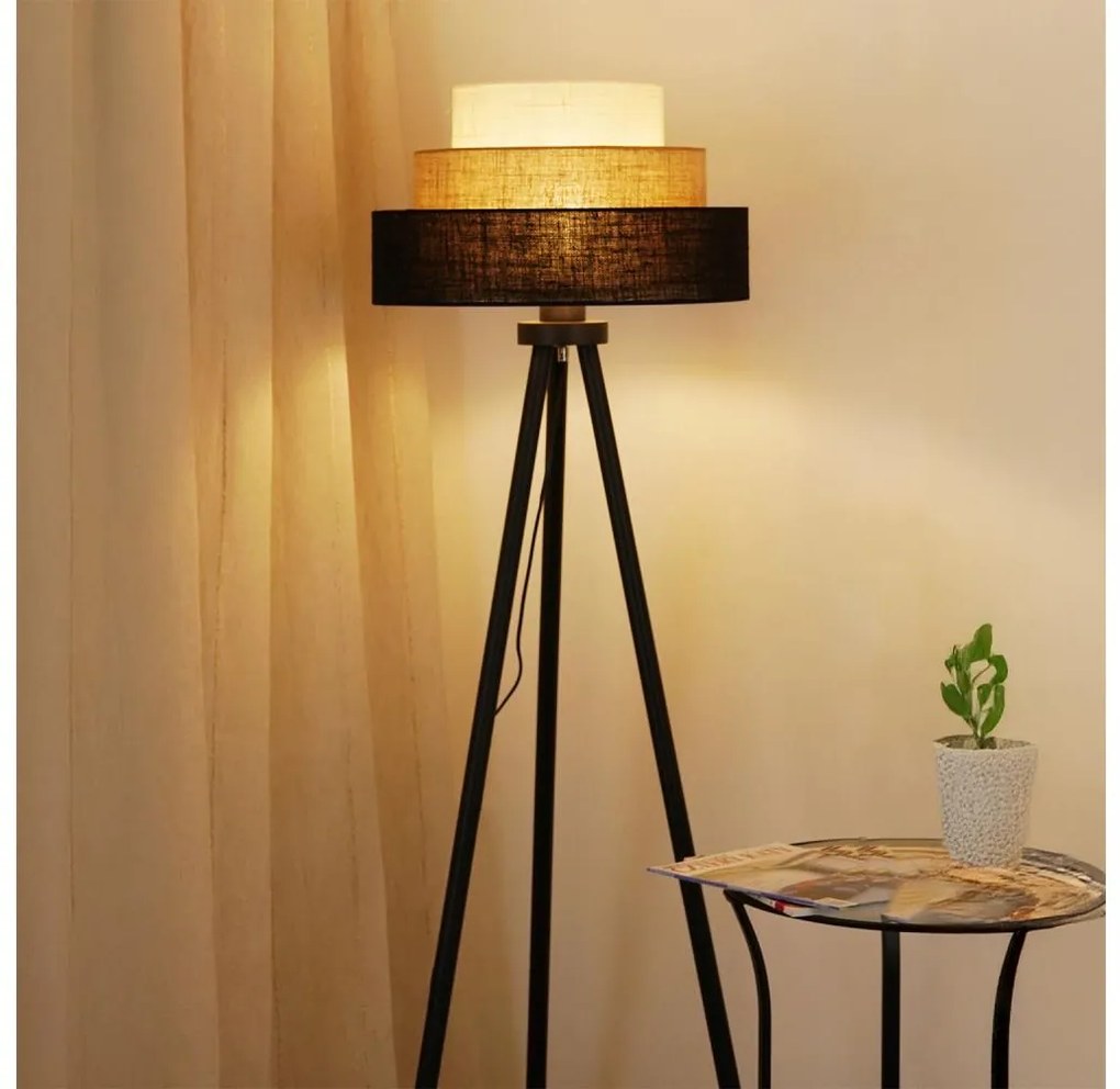 Brilagi - Lampada da terra ASPEN LUNETA 1xE27/15W/230V nero/beige/crema