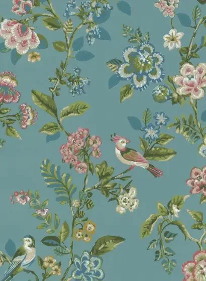 Eijffinger Carta da parati Botanical Print - Meeresblau