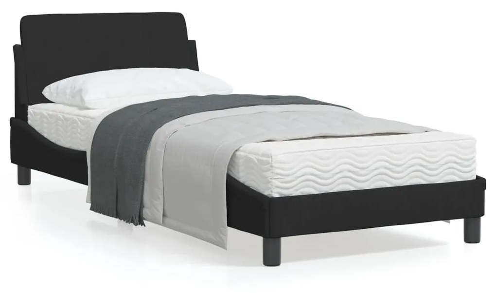 Giroletto Con Testiera Senza Materasso Nero 90x200 Cm Velluto /
