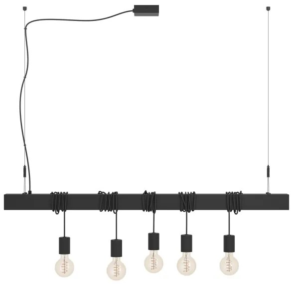 Eglo 39937 - Lampadario a sospensione con filo TOWNSHEND-B 5xE27/40W/230V nero