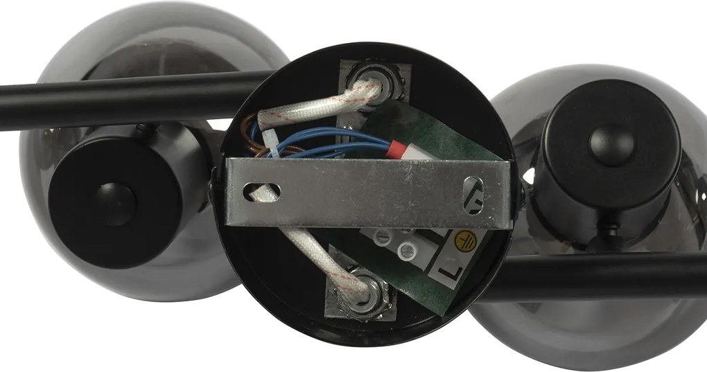 Plafoniera intelligente nera con vetro fumé incl. 4 WiFi P45 - VIDRO