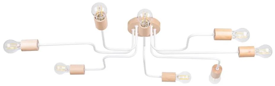 Sollux SL.1667 - Lampadario a plafone TIMBO 8xE27/15W/230V bianco/beige/faggio