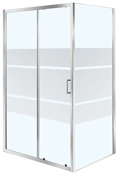 Porta doccia scorrevole Zesk, L 118-122 cm x H 190 cm x SP 6 mm, profilo cromo, vetro serigrafato