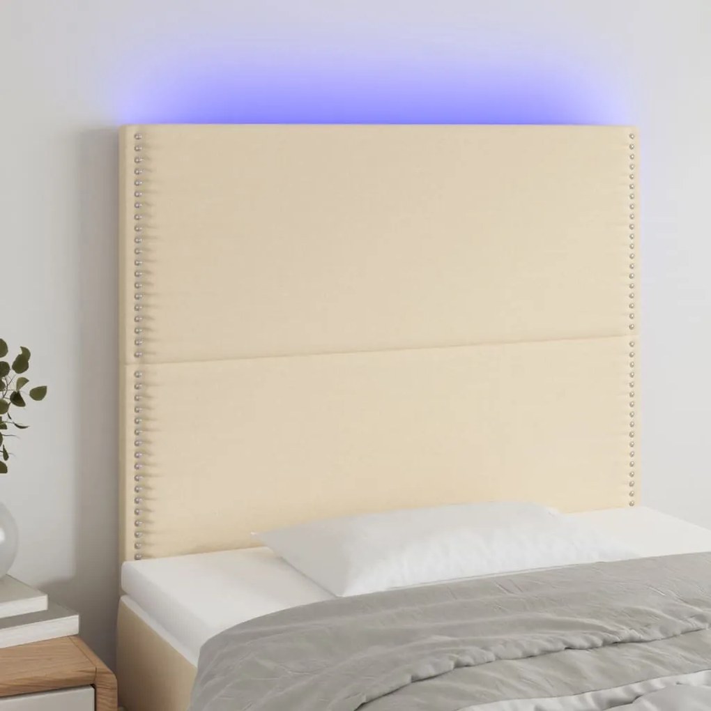 Testiera A Led Crema 80x5x118/128 Cm İn Tessuto /