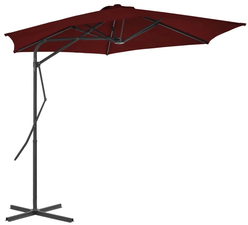 Ombrellone Con Palo İn Acciaio Rosso Bordò 300x230 Cm /