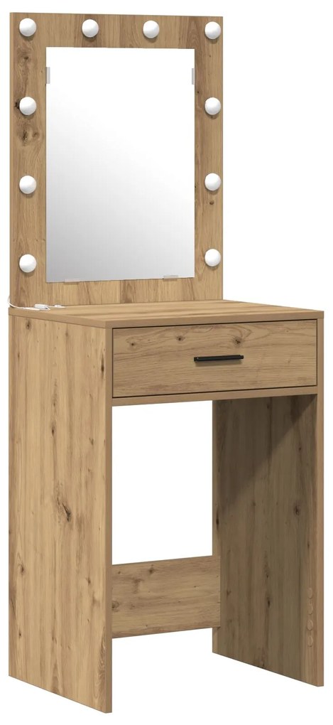 Set di toeletta in 2 pezzi con led in legno ingegnerizzato rovere artigianale