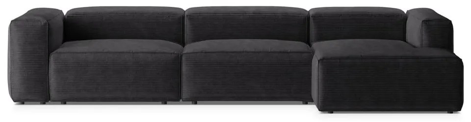 Divano angolare grigio scuro (con penisola a destra/con chaise lounge) con rivestimento in velluto a coste Bergamo – Cosmopolitan Design