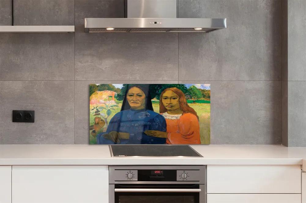 Pannello paraschizzi cucina Due donne di Paul Gauguin 100x50 cm