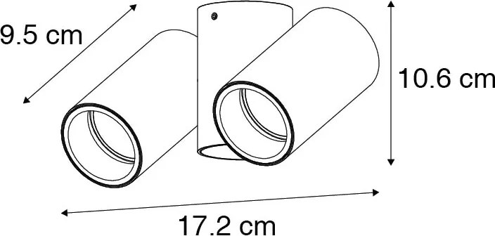 Faretto Smart Ottone 2 Luci Regolabile Incl. 2 Wifi GU10 50mm - Michael