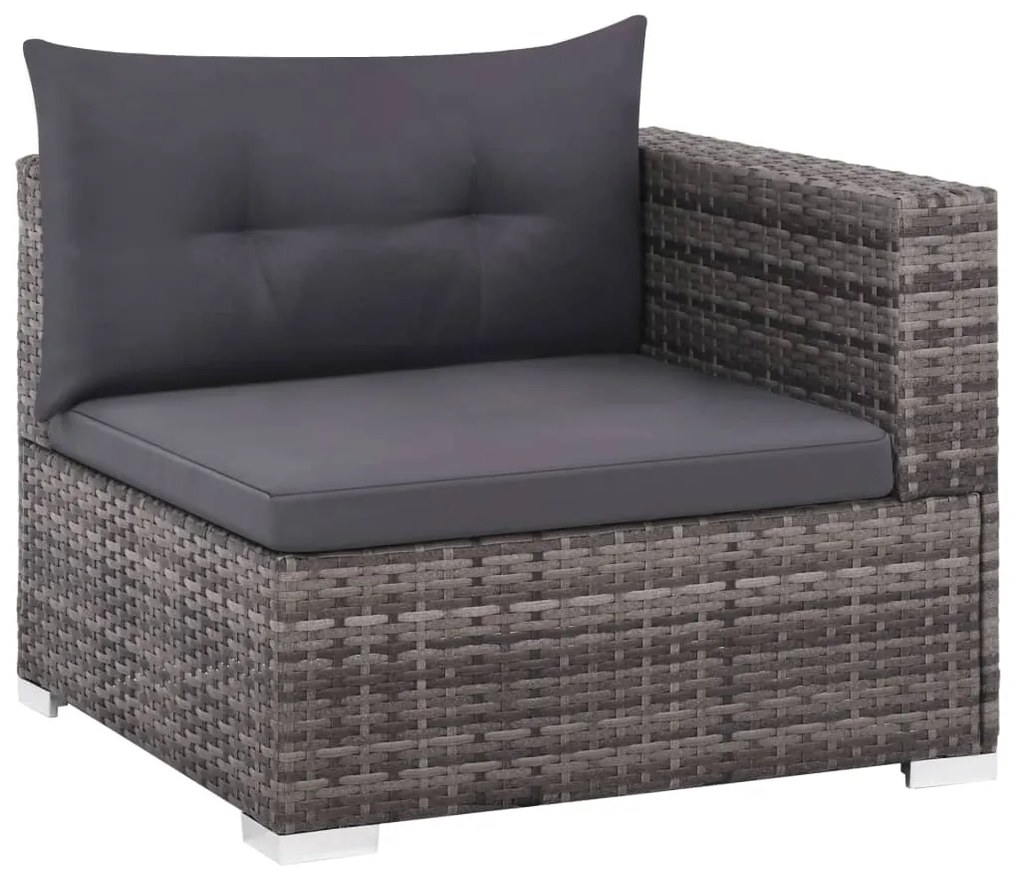 Set divani da giardino 3 pz con cuscini in polyrattan grigio