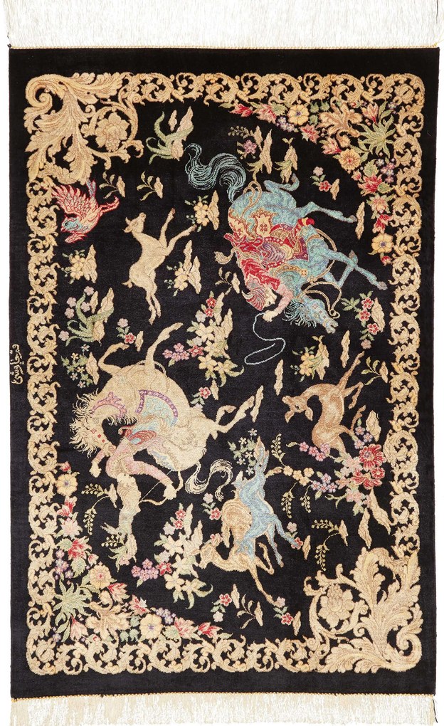 Ghom Tappeto 90 x 60 (Iran) Annodato A Mano