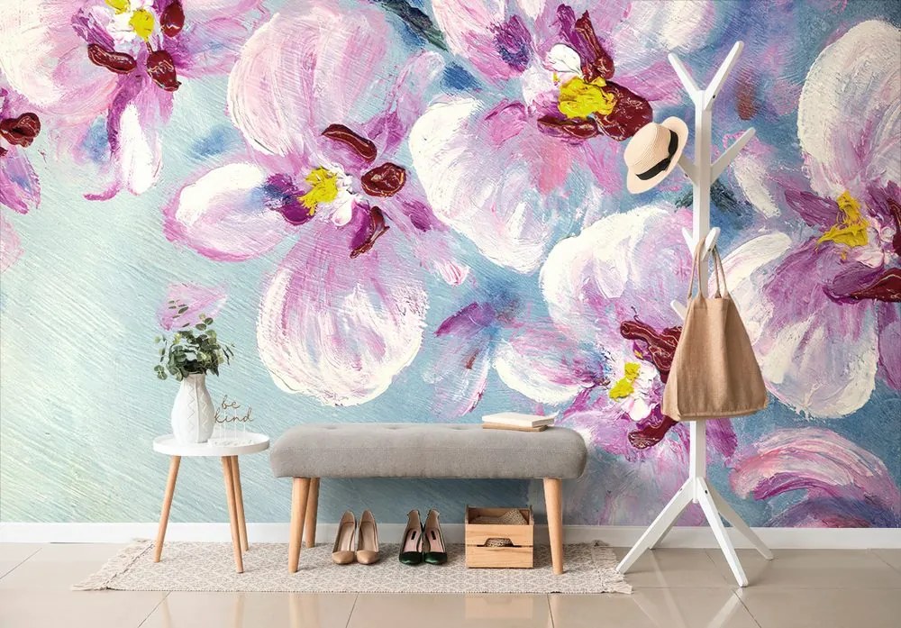 Carta da parati – Fiori romantici viola