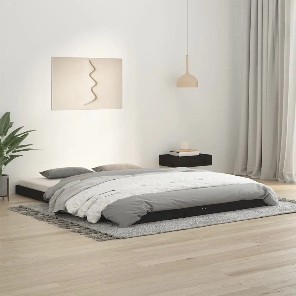 Giroletto Nero 150x200 Cm King İn Legno Massello Di Pino /