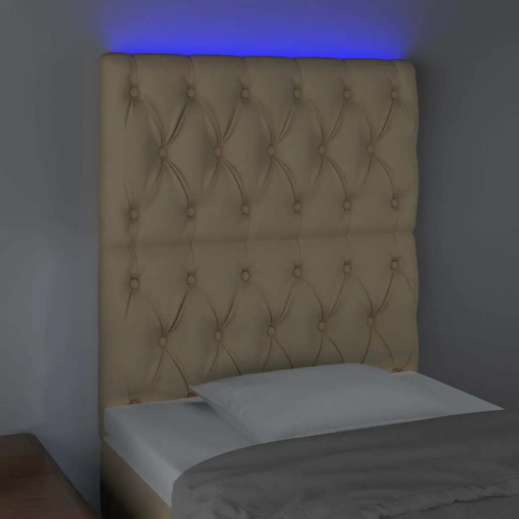 Testiera a led crema 80x7x118/128 cm in tessuto