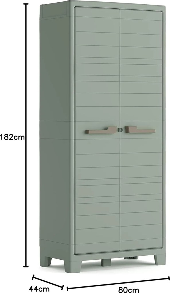 Armadio da Giardino 8 Ripiani 80x44x182 cm Keter Planet Outdoor Multispace Grigio e Verde...