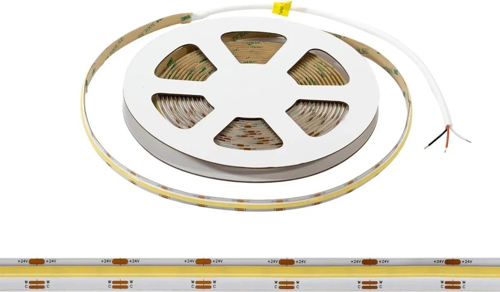 Striscia LED COB CCT Bianco Variabile 24V 14W/m Professionale - IP20 - 5 metri