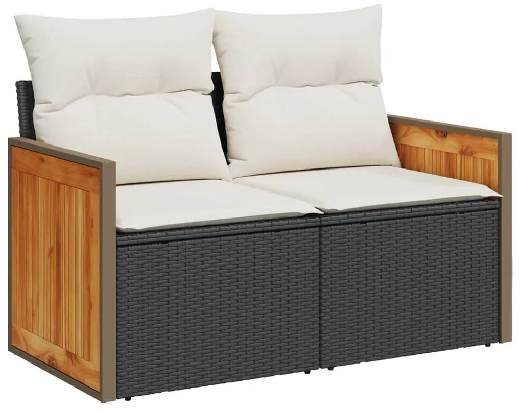 Set Divani da Giardino 11 pz con Cuscini in Polyrattan Nero